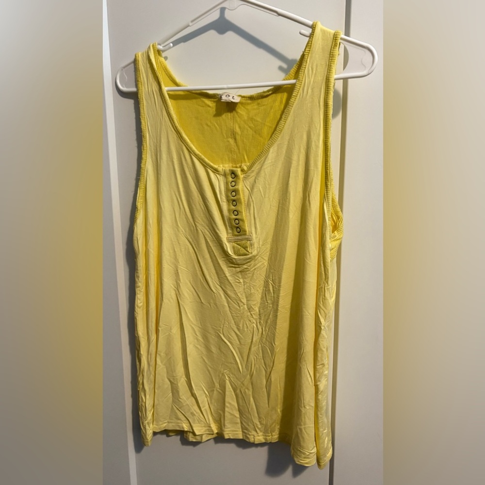 POL Yellow Tank Top with Button Detail